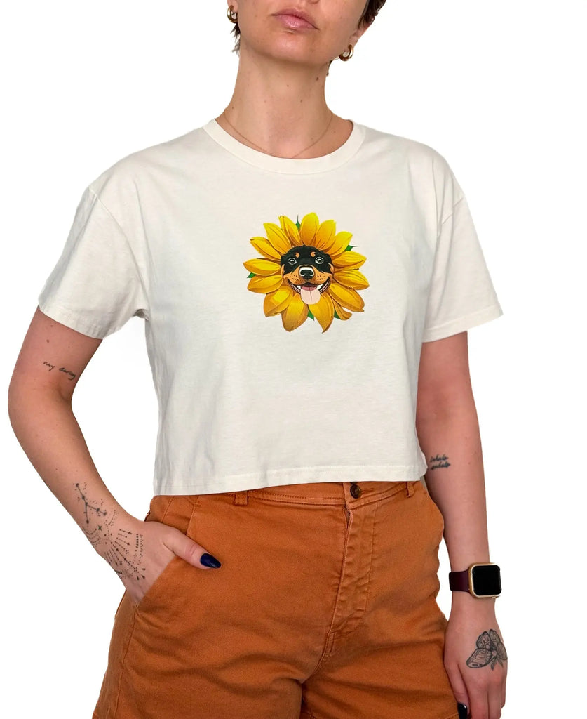 Sunflower Rottweiler Women’s Crop Top Rottiewear