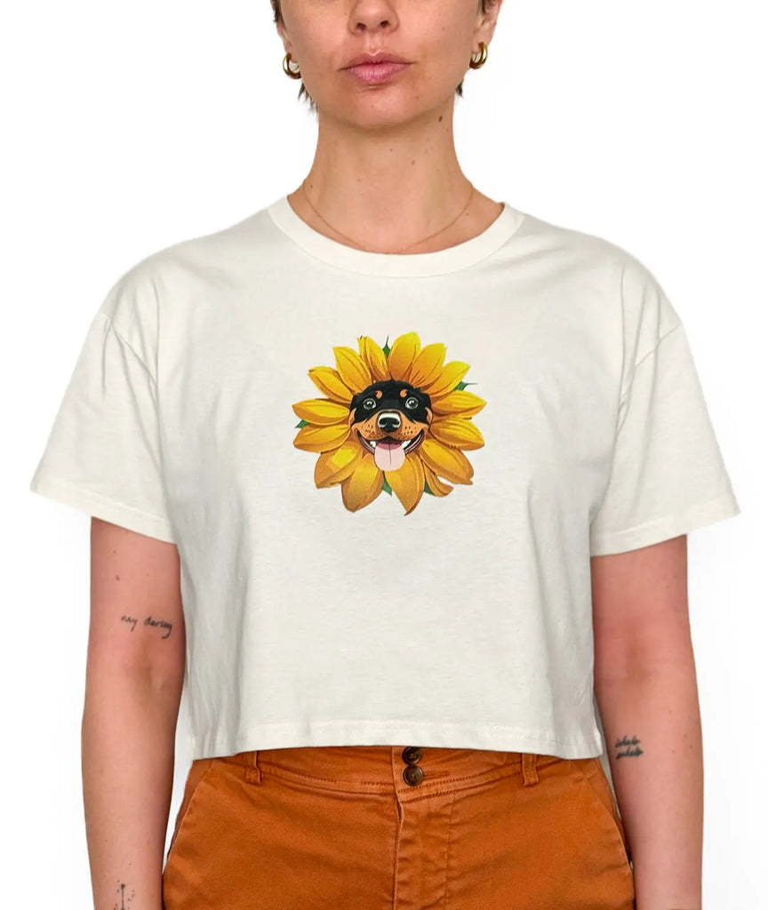 Sunflower Rottweiler Women’s Crop Top Rottiewear